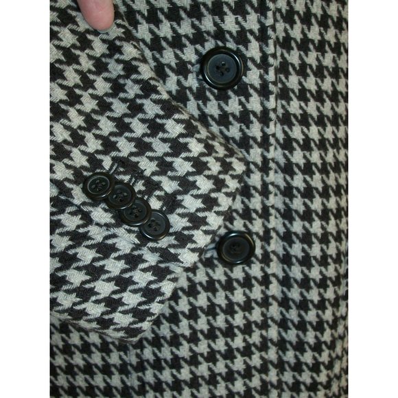 Lands End Houndstooth Wool Blazer 12 L Jacket Gray Black Lined - Picture 4 of 7